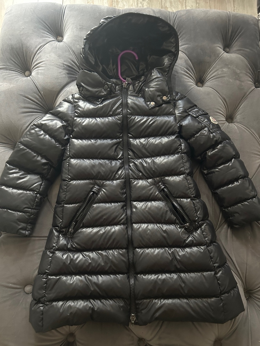 Moncler Black Quilted Puffer Jacket with Logo Patch